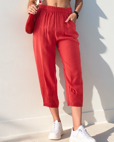 Pantalon droit femme Royalfashion en tissu 7/8