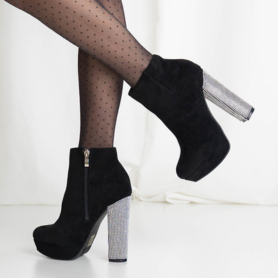 Bottines femme noires à talons et oxydes de zirconium Tatinka - Chaussures