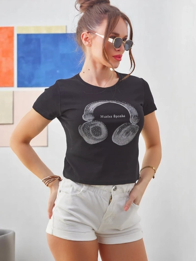 T-shirt en coton pour femmes Royalfashion avec impression Music Speaking