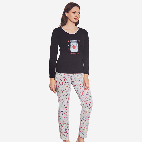 Pyjama 2 pièces de Noël bleu marine et gris avec imprimé - Vêtements