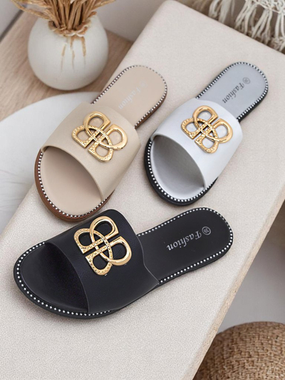 Royalfashion Claquettes plates pour femmes Aura Gold