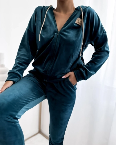 Royalfashion Ensemble de sweatshirt femme turquoise avec patch