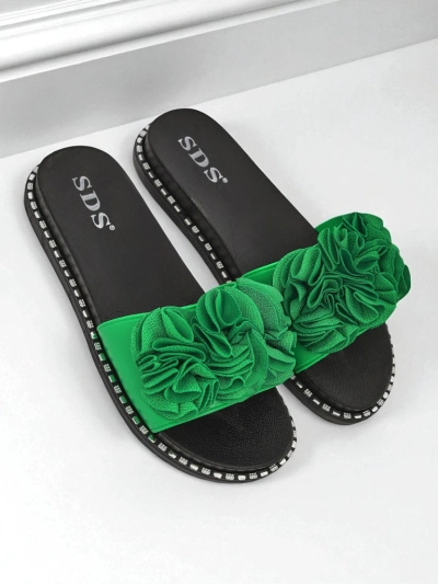 Royalfashion Mules à semelle plate pour femme Flora Verde
