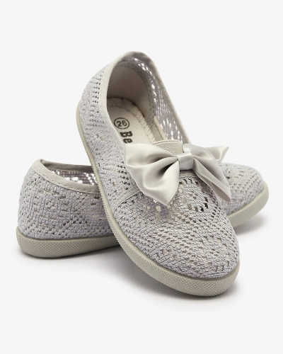 Baskets grises à enfiler avec nœud pour filles Sweet Time - Footwear