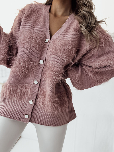 Royalfashion Cardigan femme rose vif avec boutons