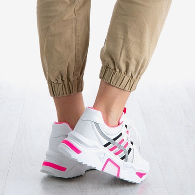 Chaussures de sport pour femmes blanches et roses sur la plateforme Soyea - Footwear