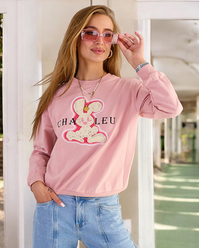 Royalfashion Sweat-shirt en coton à imprimé fin pour femme
