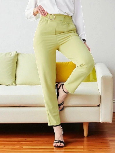 Pantalon Élégant Doré Kaliope Jaune Clair