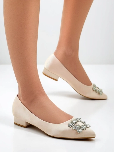 Royalfashion Ballerines pour femmes a'la satin avec une boucle décorative Legant
