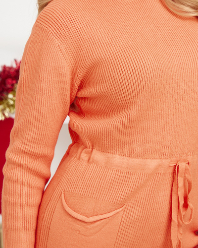 Robe pull à capuche femme orange - Vêtements