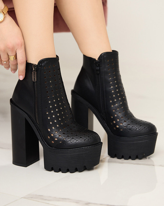 OUTLET Bottes femme noires ajourées sur le post Elangel-Footwear