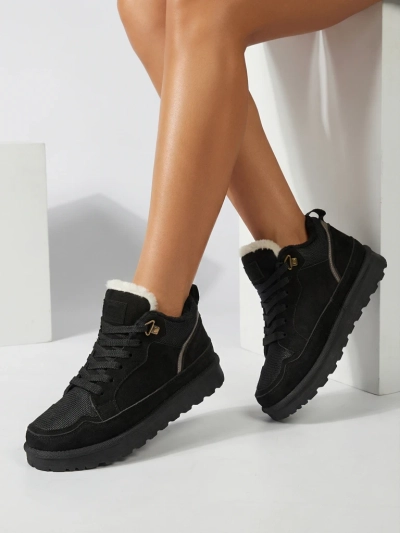 Baskets pour Femmes Diana Noires en Daim Confortables pour l'Hiver