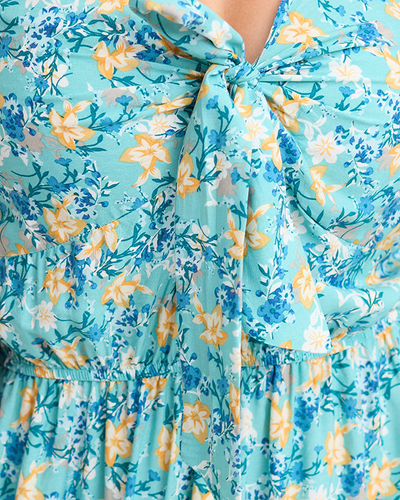 Robe maxi fleurie à bretelles de couleur bleue - Vêtements