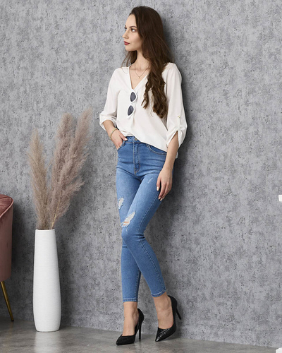 Jean tube femme bleu push up - Vêtements