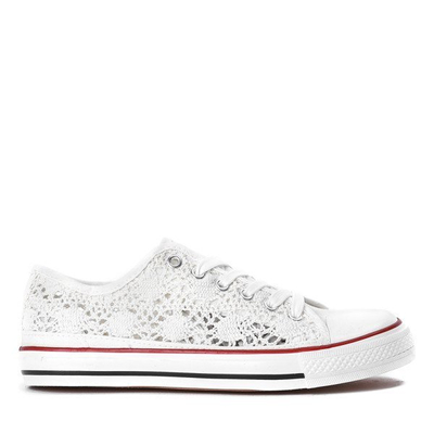 OUTLET Baskets blanches avec bordure en dentelle Envine - Footwear