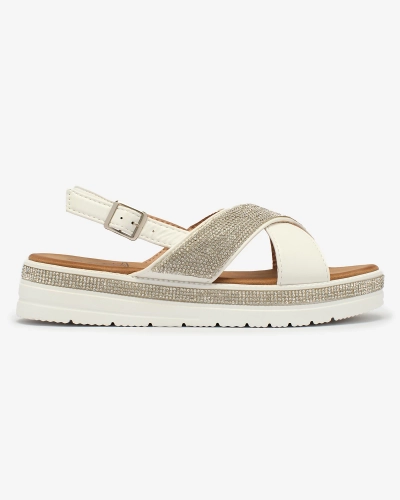 Royalfashion Sandales en éco-cuir pour femmes blanches avec zircons Trikys