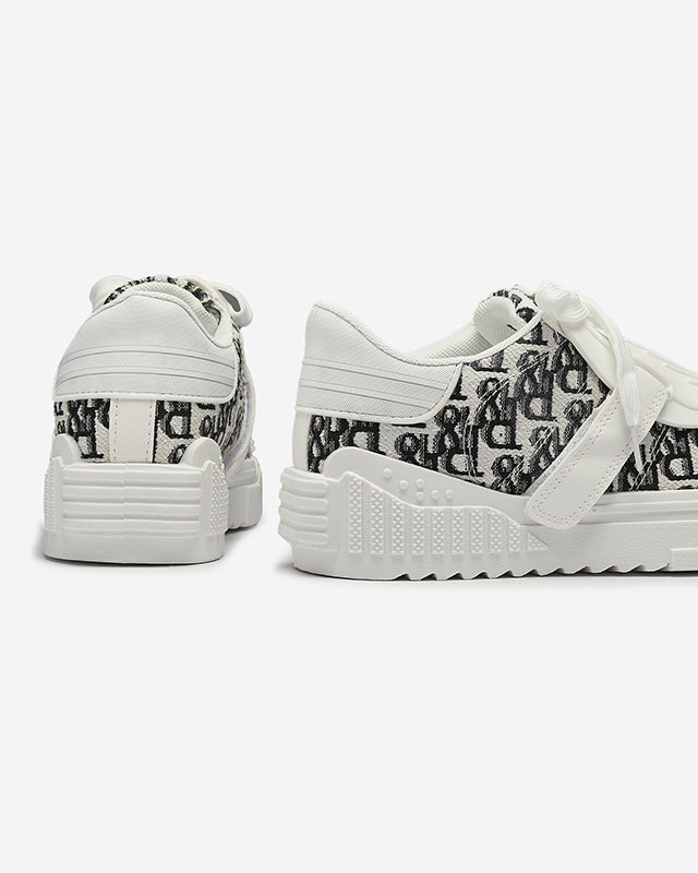 White Printed Sports Sneakers Harrett- Footwear