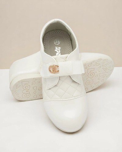 Demi chaussures en cuir écologique matelassé blanc pour filles Mawert- Footwear