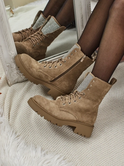 Bottines lacées en éco-daim pour femmes Ferlyne