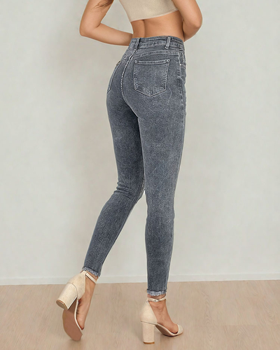 Royalfashion Jean tube pour femme avec frottement