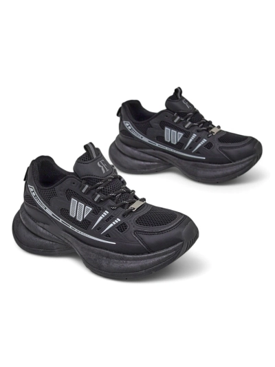Chaussures de sport pour femmes Royalfashion Hypatia noires à talon plat de 5 cm