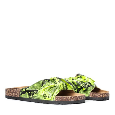 Chaussons en peau de serpent vert fluo Snake Skin - Footwear