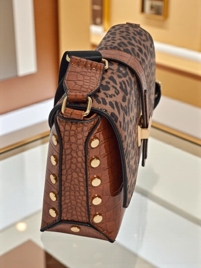 Petit sac à main verni pour femme en cuir écologique Panthere Mist