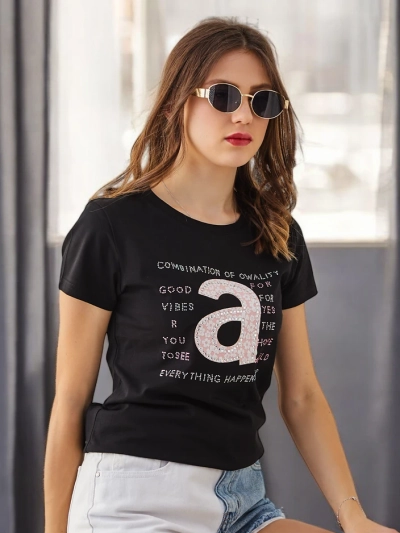 Royalfashion T-shirt en coton pour femmes Combinaison de Owality