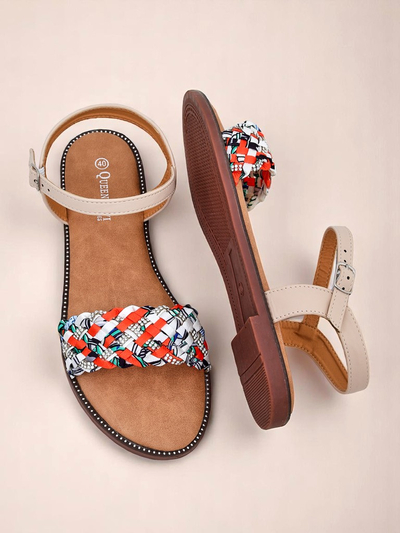 Royalfashion Sandales plates pour femmes ColorStrap