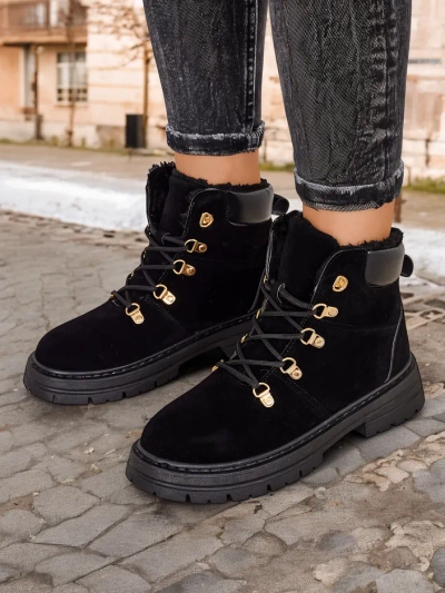 Royalfashion Trappeurs femme noir Develier