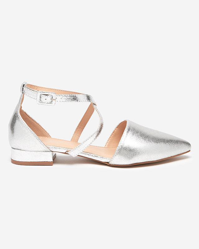 OUTLET Ballerines femme argentées à talons plats Osies- Shoes