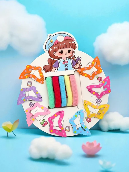 Ensemble de barrettes colorées et d'élastiques à cheveux pour enfants