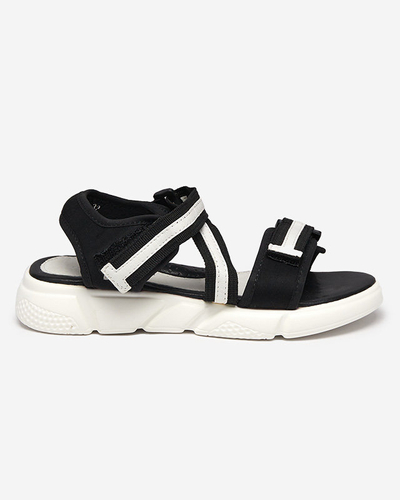 Sandales enfant noires et blanches fermées par velcro Modis - Chaussures