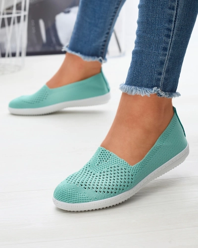 OUTLET Baskets à enfiler en tissu ajouré menthe Sadola - Chaussures