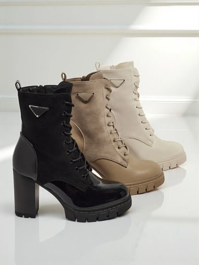 Bottines femme en éco-daim à talons épais Event Bramble