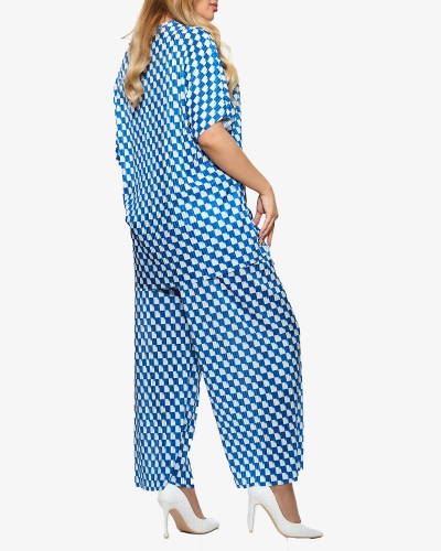 Ensemble plissé bleu pour femme - Vêtements