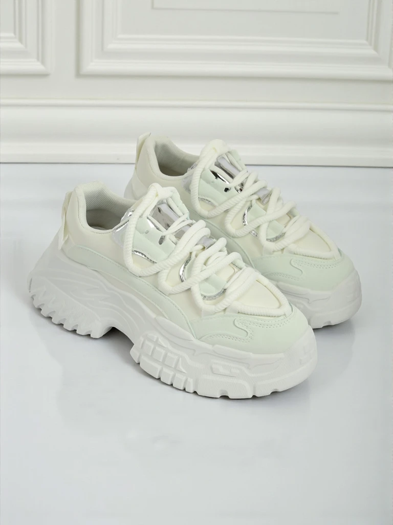 Sneakers pour femmes Artemisia Bianca sur plateforme en cuir écologique de 6,5 cm