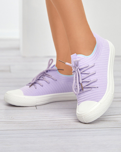 OUTLET Baskets femme violettes à rayures Manfer- Footwear