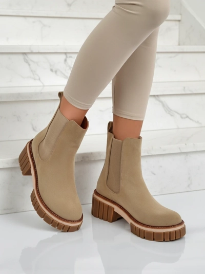 Bottines à talon bloc en nubuck écologique Amber Walk