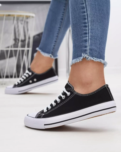 OUTLET Baskets classiques à lacets pour femmes, noires et blanches Ogisa - Chaussures