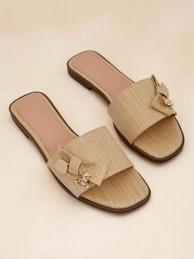 Royalfashion Mules en paille pour femme Sandales Aurelia