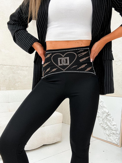 Royalfashion Leggings pour femmes avec zircons