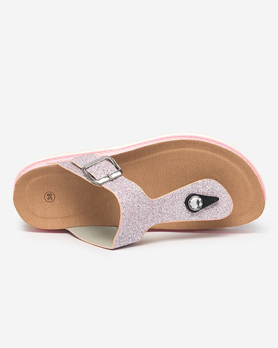 OUTLET Tongs femme brillantes roses Fidoq- Shoes