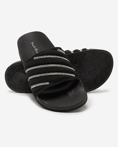 Chaussons femme noirs avec zircons cubiques Erikis - Footwear