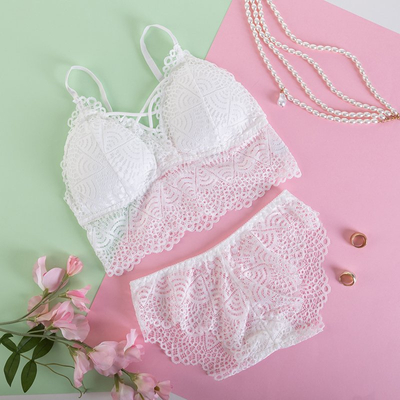 Ensemble lingerie femme dentelle blanche - Sous-vêtements