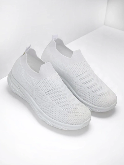Royalfashion Chaussures de sport à enfiler pour femmes Whites