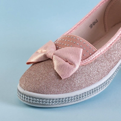 OUTLET Ballerines enfant brocart rose à décor Nolla - Chaussures