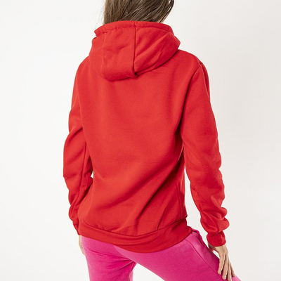 Sweat à capuche matelassé rouge pour femmes - Vêtements