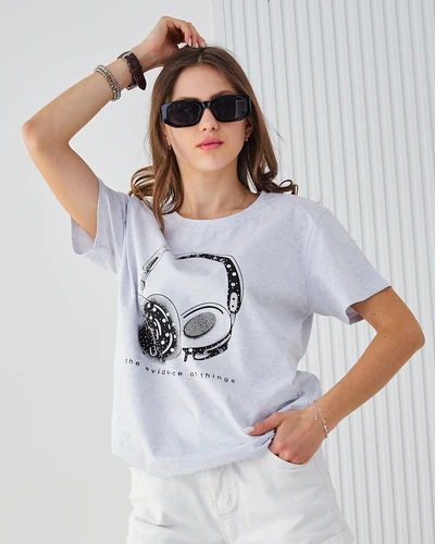 Royalfashion T-Shirt en Coton pour Femme avec Imprimé