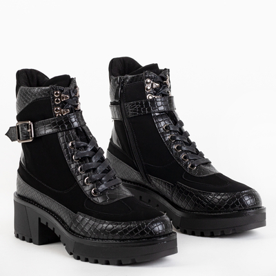 Bottines noires avec gaufrage Alabi - Chaussures